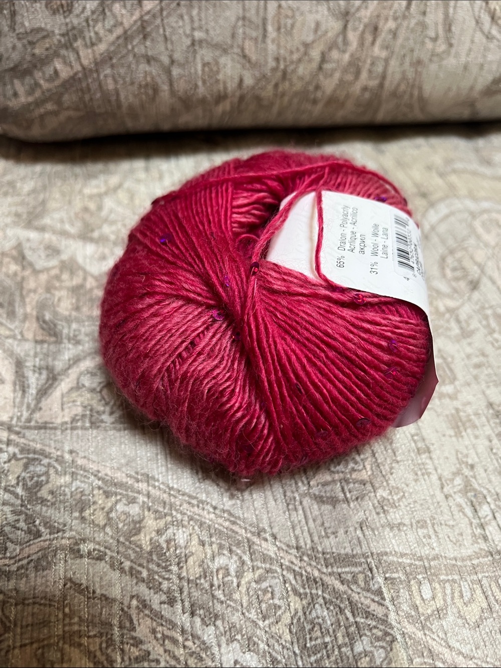 Hand-Dyed Deep Pink Yarn Ball for Fiber Arts